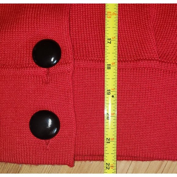 Style & Co Petite Red Short Sleeved Sweater Size S Wool Blend Full Button - Picture 8 of 9